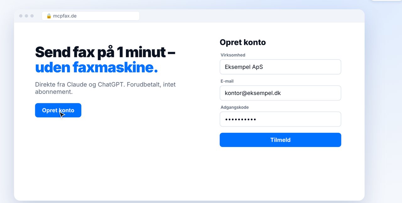 Tilmelding på mcpfax.de