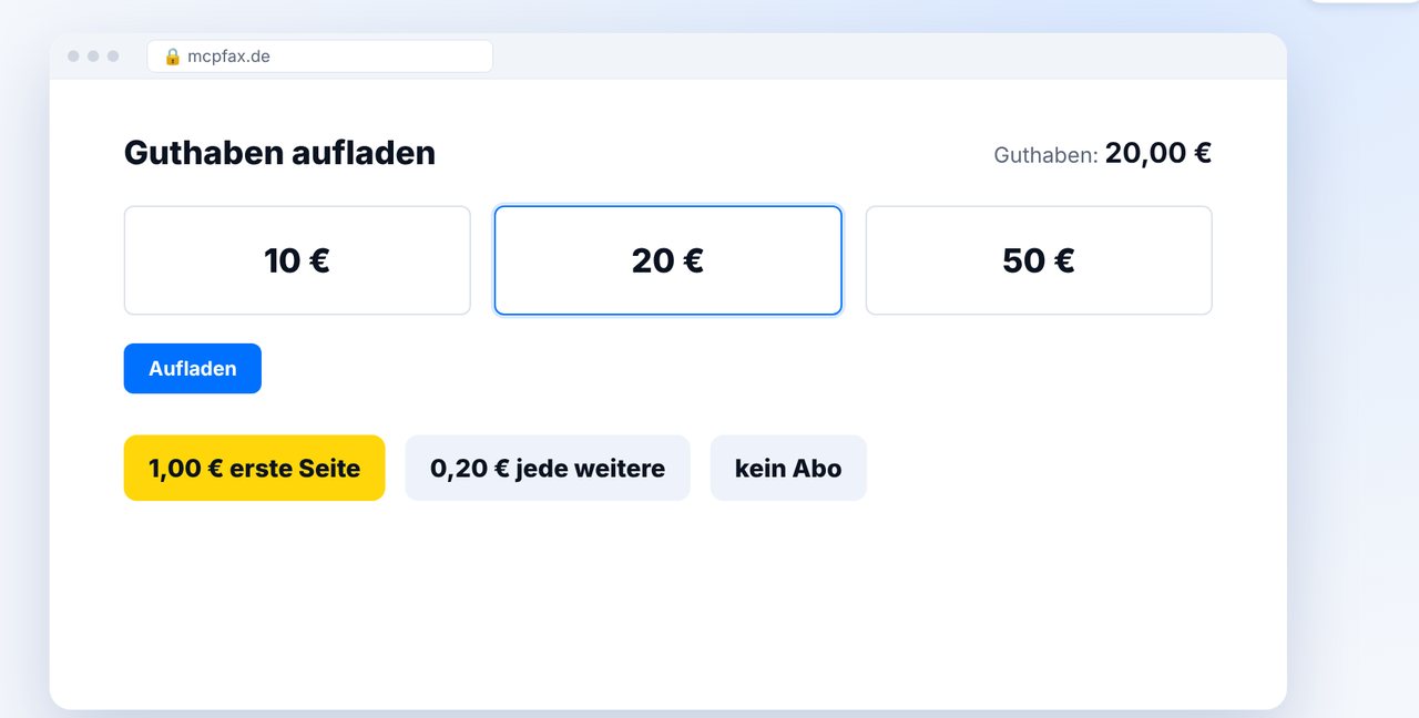 Guthaben aufladen mit Preisübersicht