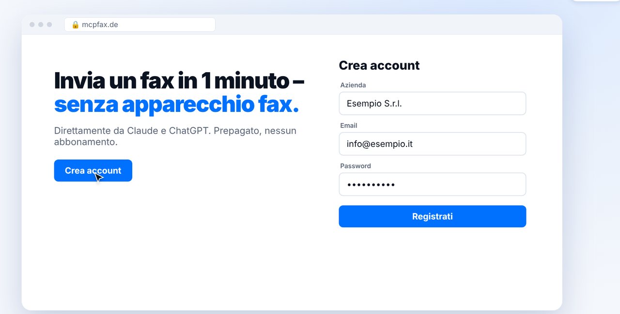 Registrazione su mcpfax.de
