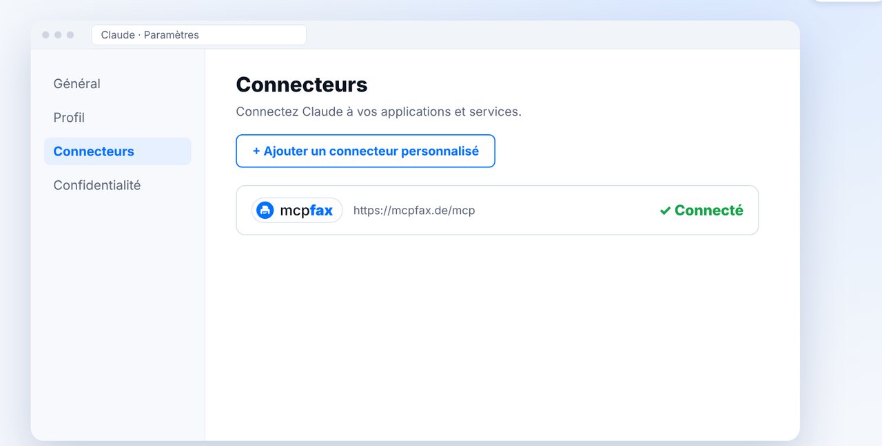 mcpfax est connecté