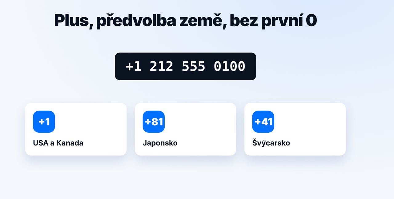 Napište číslo v mezinárodním tvaru