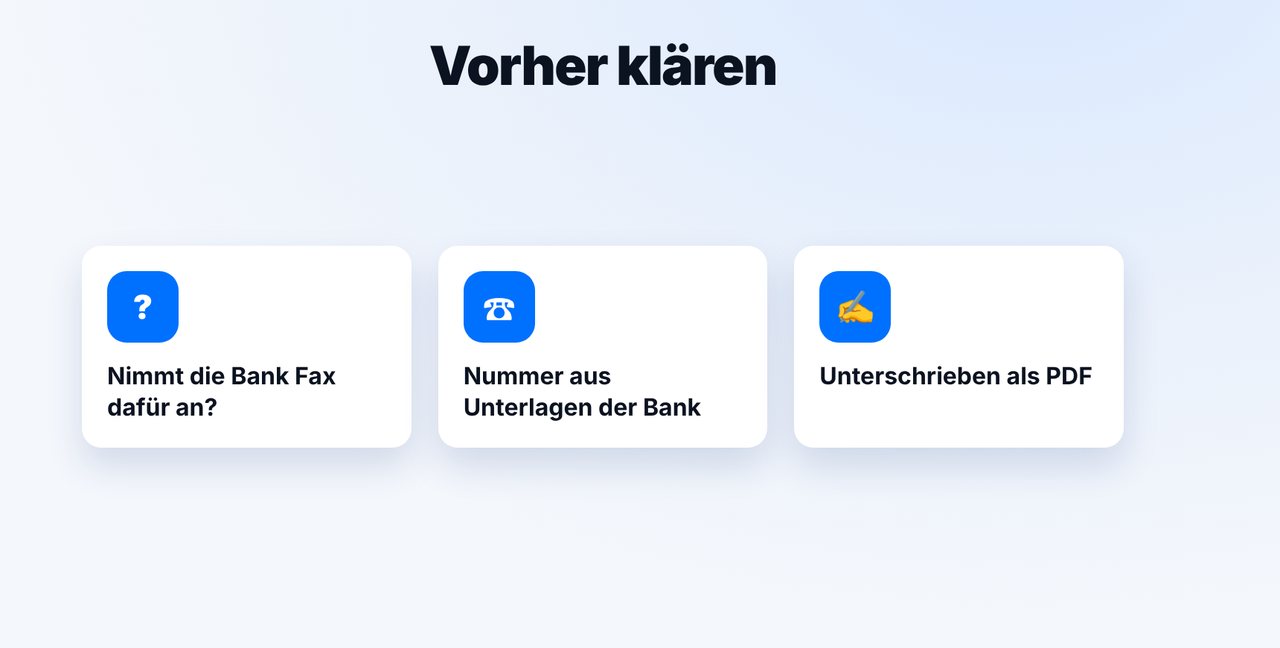 Erst fragen: Nimmt die Bank Fax an?
