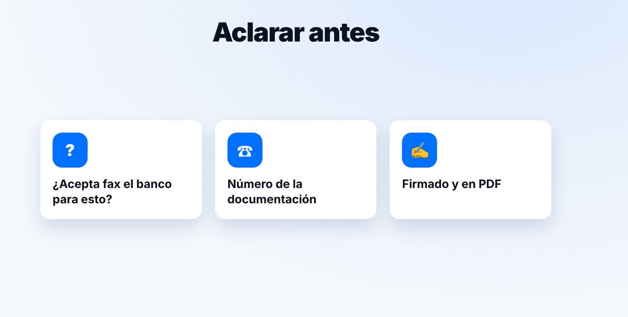 Preguntar antes: ¿acepta fax el banco?