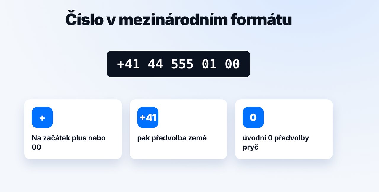 Zapište číslo v mezinárodním formátu