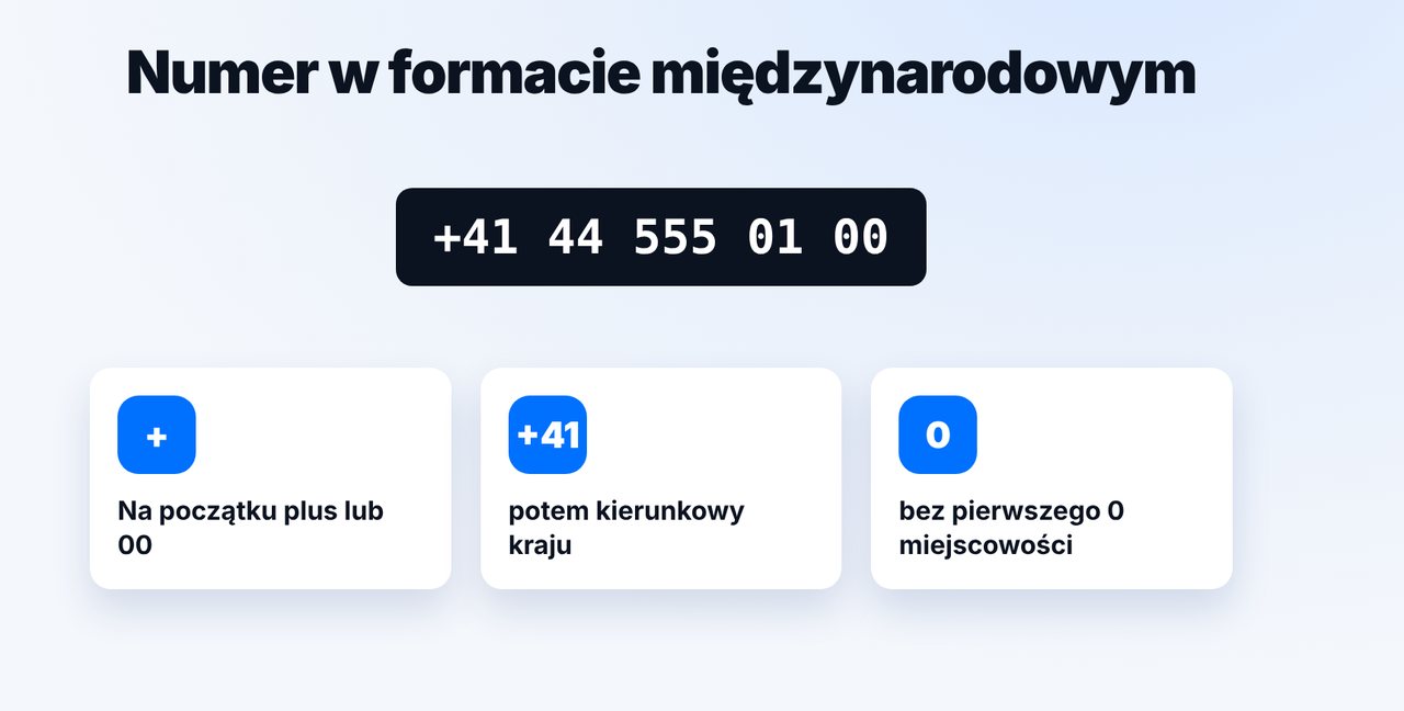 Zapisz numer faksu międzynarodowo