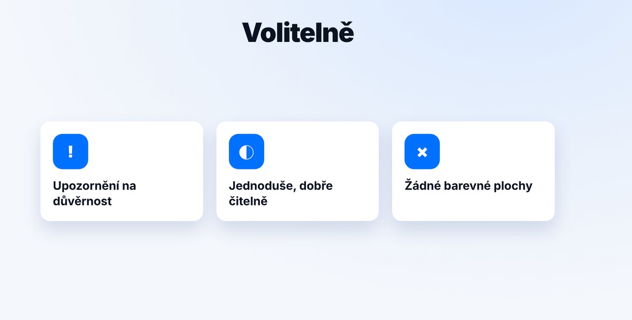 Volitelně: upozornění na důvěrnost