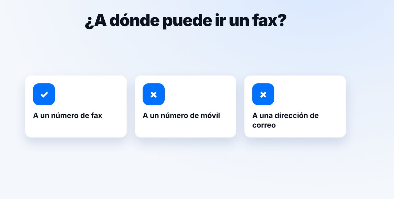 El destino debe ser un número de fax
