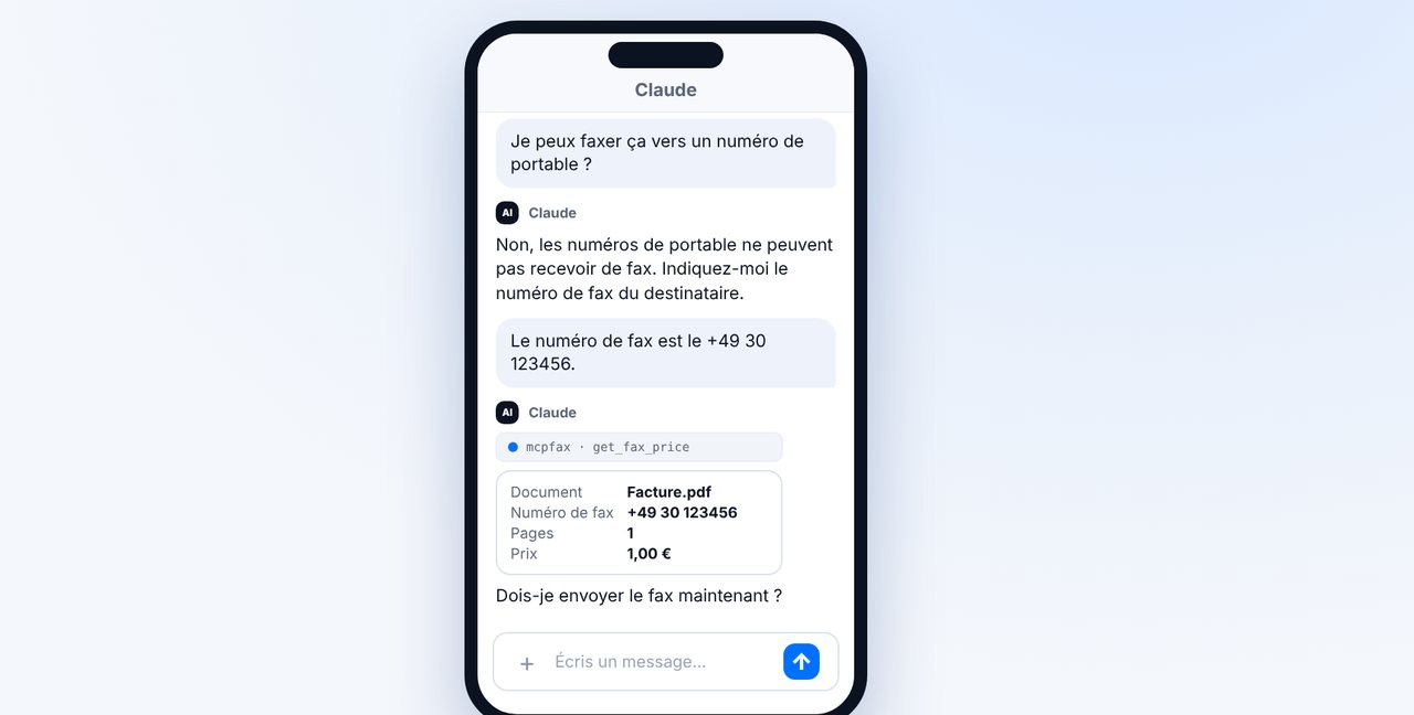 Indiquer le numéro de fax dans le chat