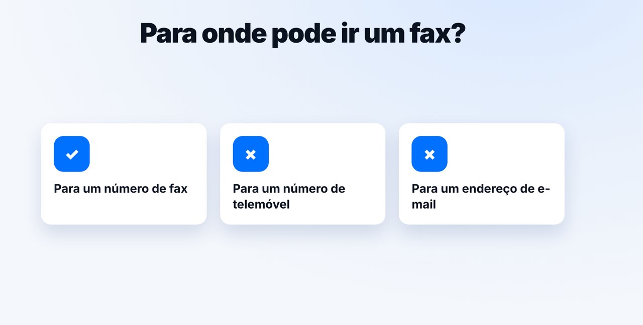 O destino tem de ser um número de fax
