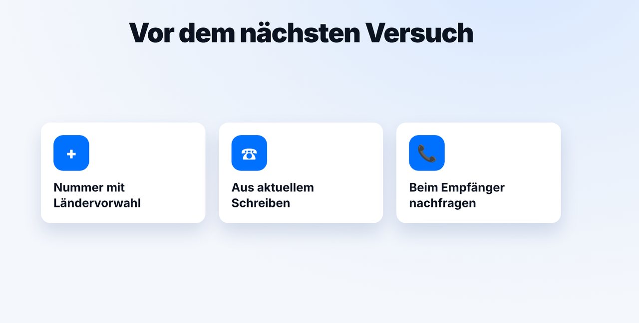 Vor dem nächsten Versuch prüfen