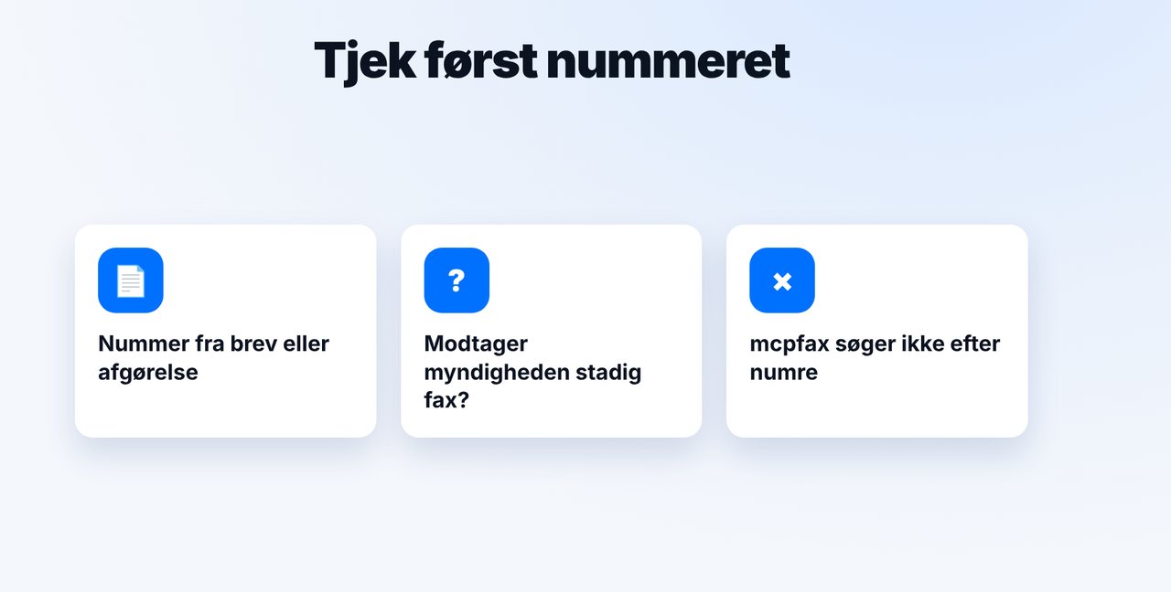 Tjek faxnummeret