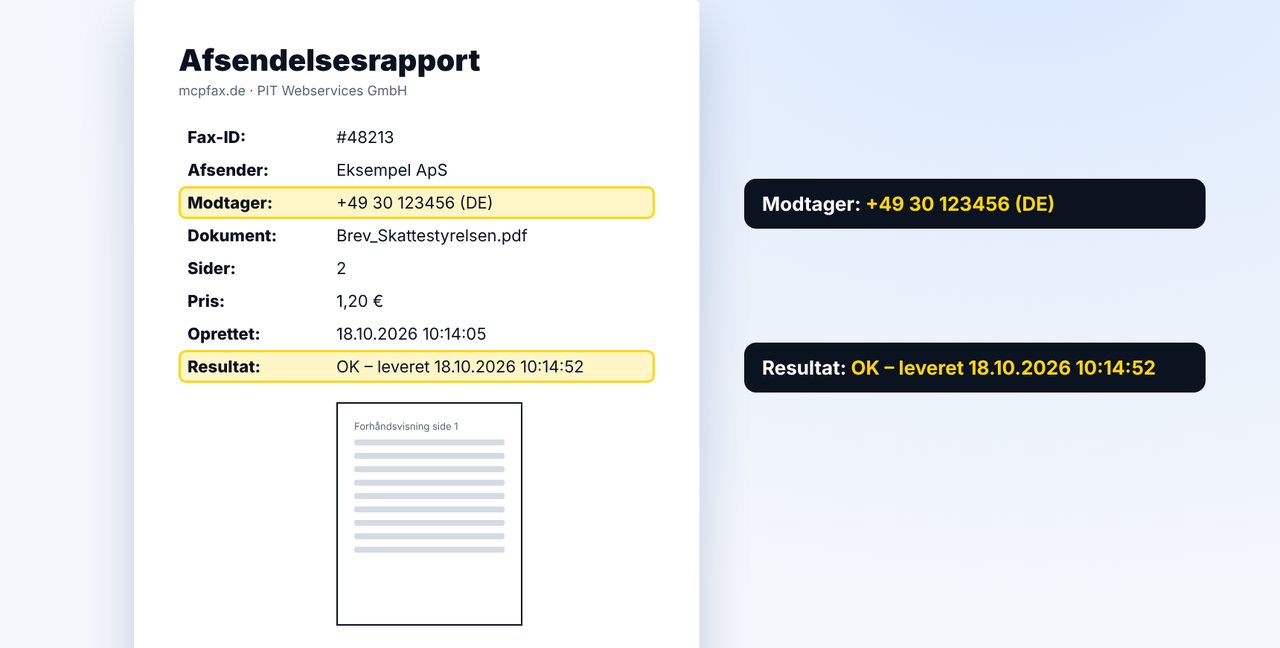 Gem afsendelsesrapporten