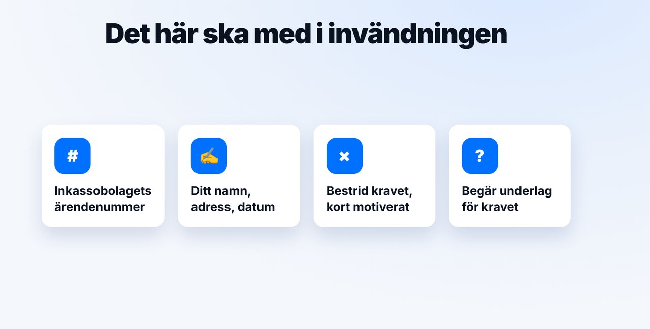 Skriv invändningen