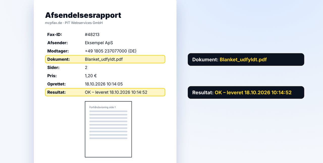 Tjek afsendelsesrapporten