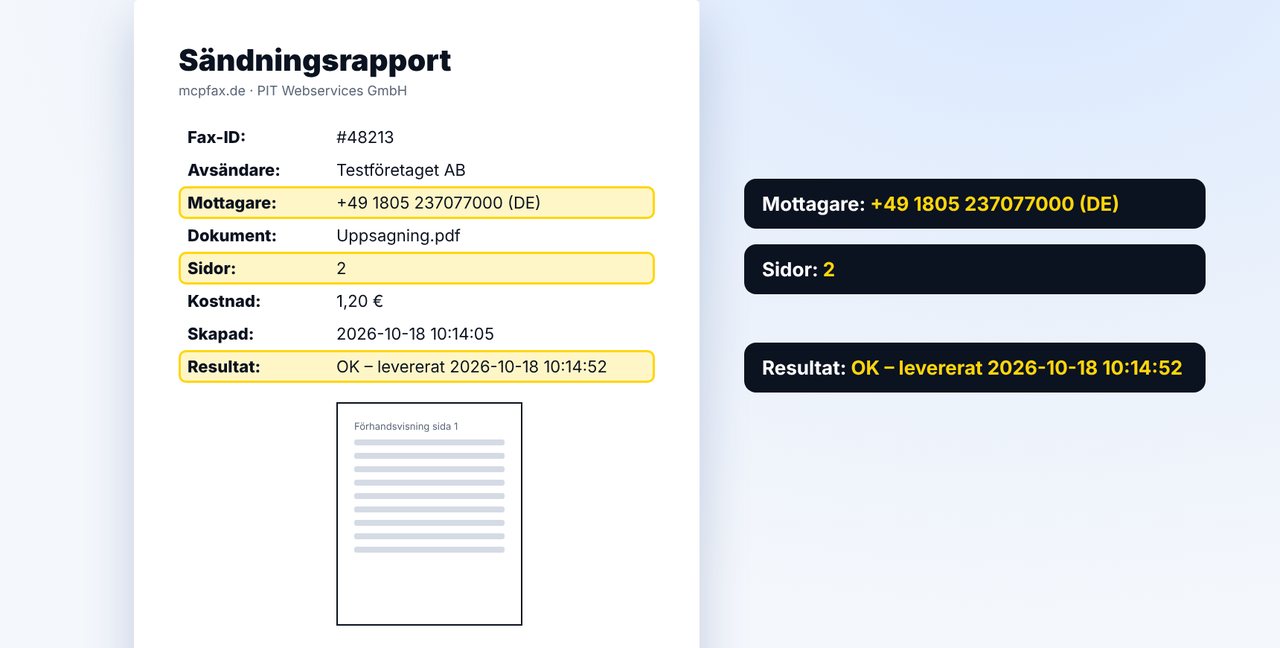Det här står i sändningsrapporten