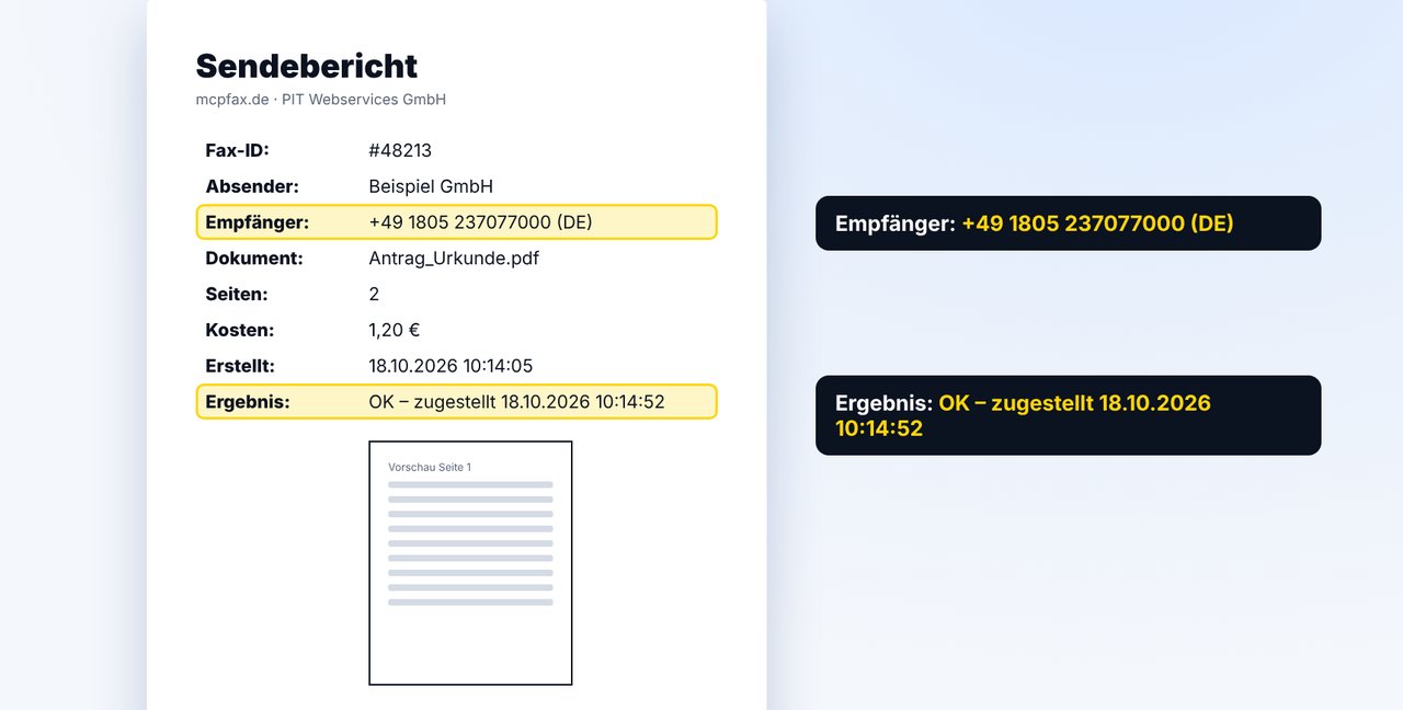 Bestätigen und Bericht aufheben