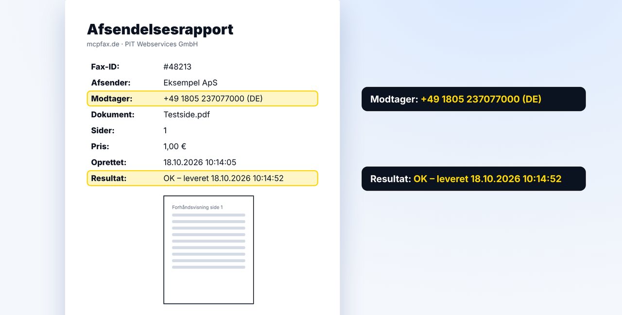 Tjek afsendelsesrapporten