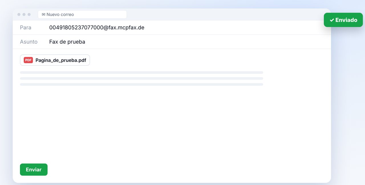 Enviar el fax de prueba por correo
