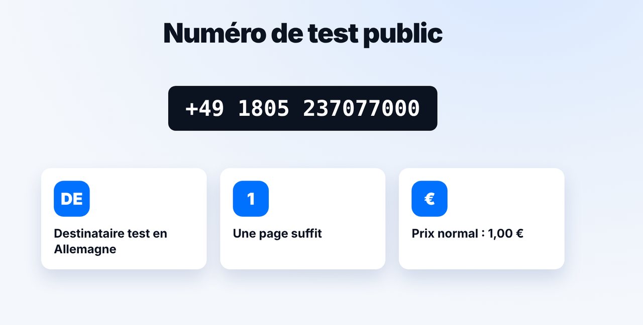 Utiliser le numéro de test