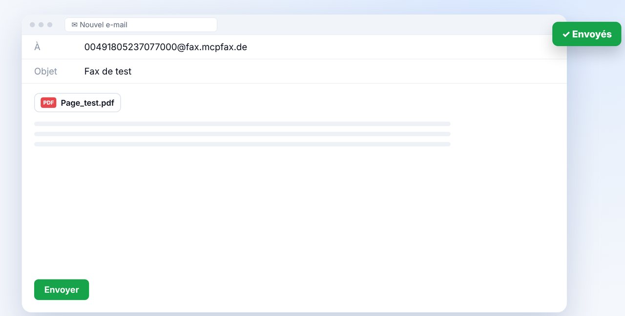 Envoyer le fax de test par e-mail