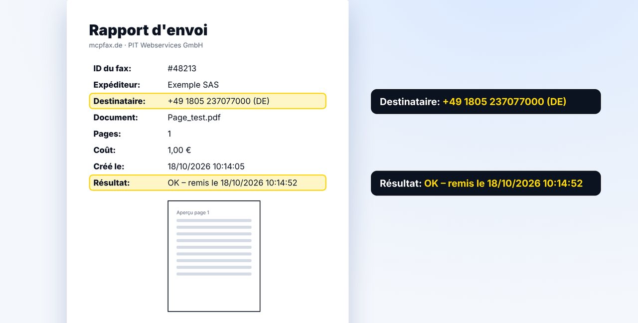 Vérifier le rapport d'envoi
