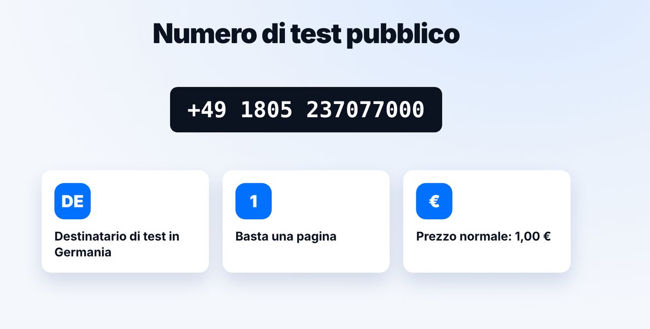 Usa il numero di test