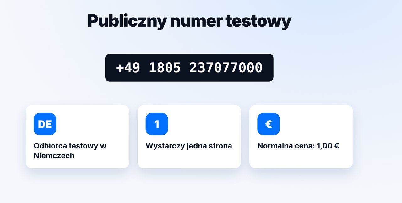 Użyj numeru testowego
