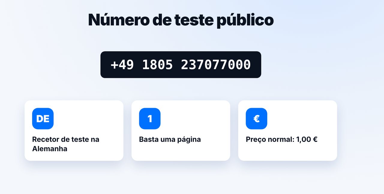 Usar o número de teste