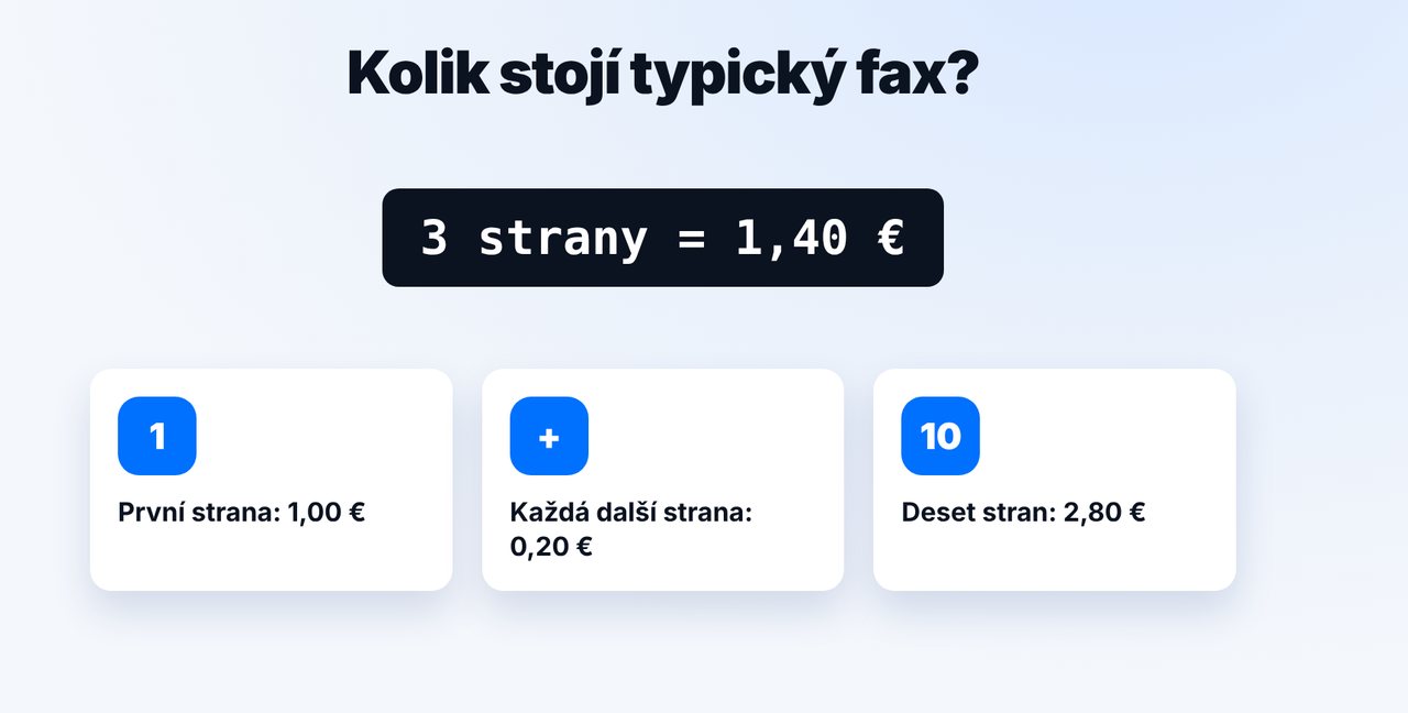 Spočítejte cenu za fax