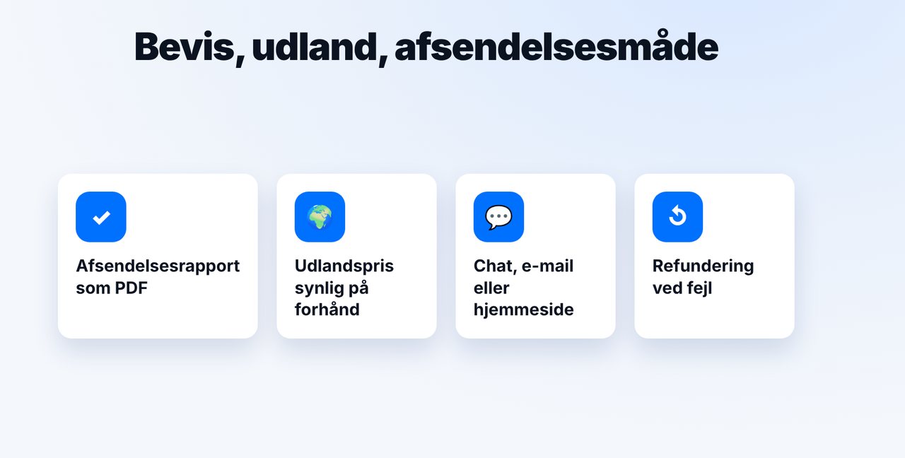 Tjek dokumentation, udland, afsendelse