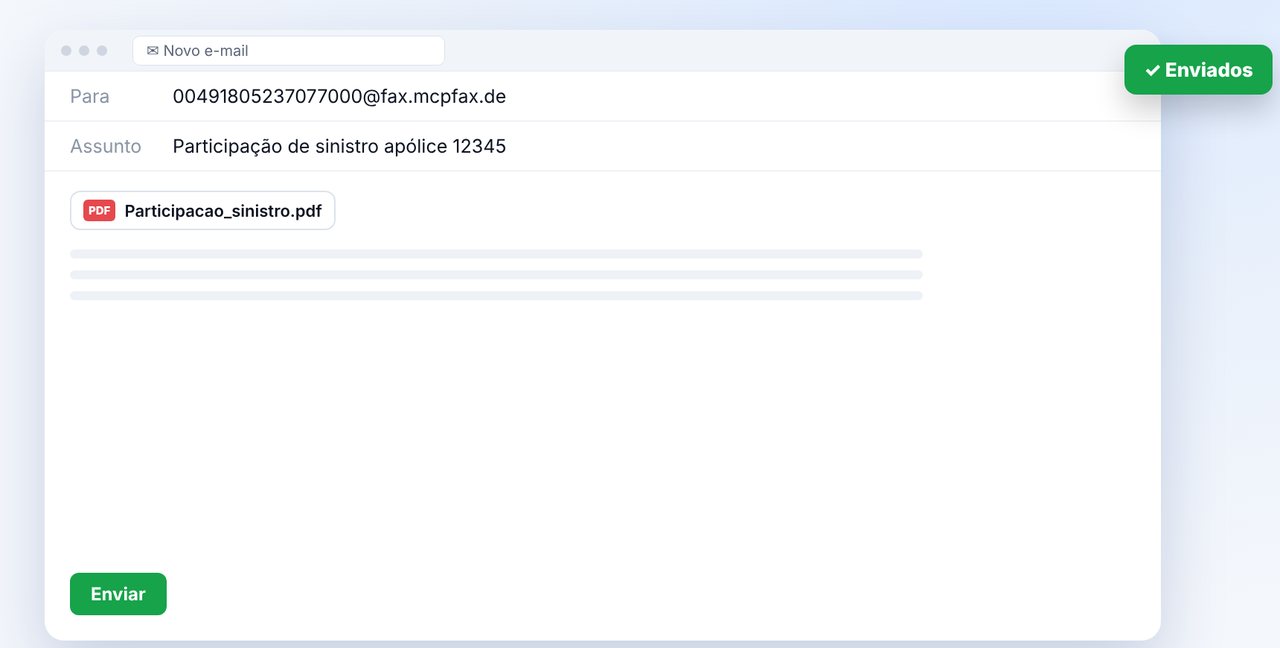 Por e-mail para o endereço de fax